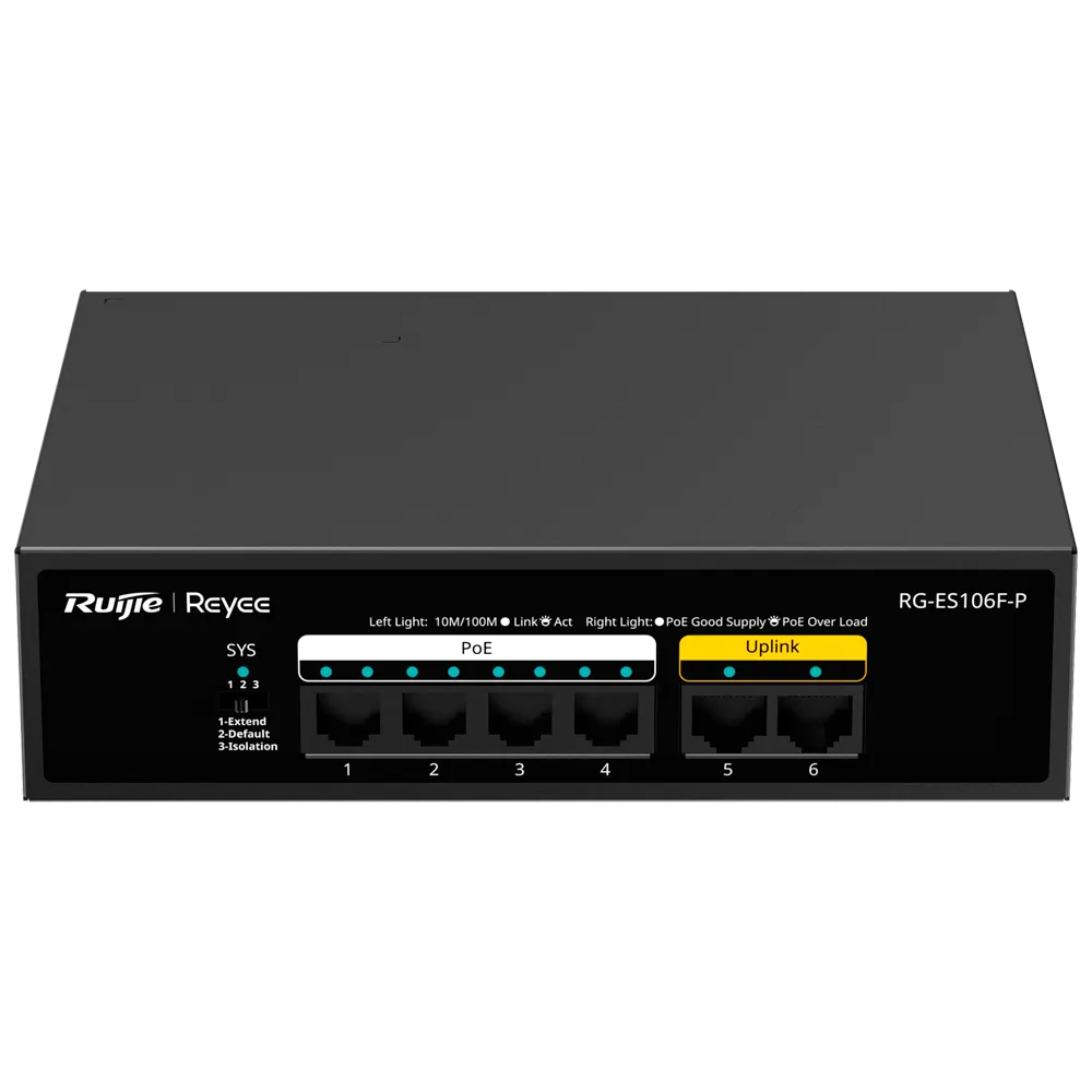 Switch PoE 6 Puertos Reyee RG-ES106F-P Fast Ethernet