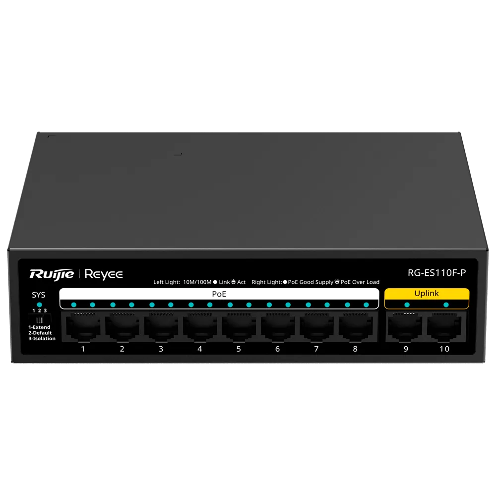 Switch PoE RG-ES110F-P 8 Puertos Fast Ethernet Reyee