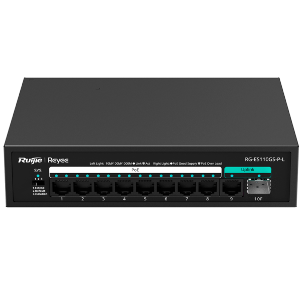 Switch PoE Gigabit RG-ES110GS-P-L 8 Puertos + SFP Reyee - Seguridad ...