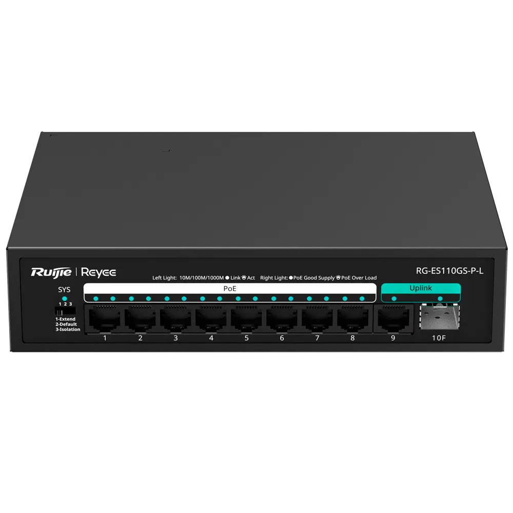 Switch PoE Gigabit RG-ES110GS-P-L 8 Puertos + SFP Reyee