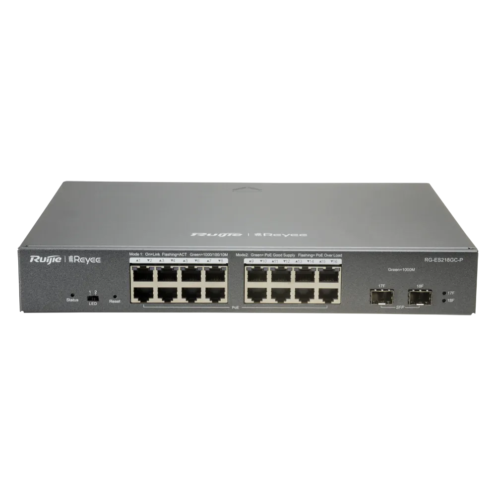 Switch Gigabit PoE Gestionable Reyee RG-ES218GC-P 16 Puertos