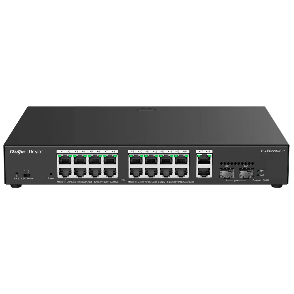 Switch Gigabit PoE Gestionable Reyee RG-ES220GS-P 20 Puertos