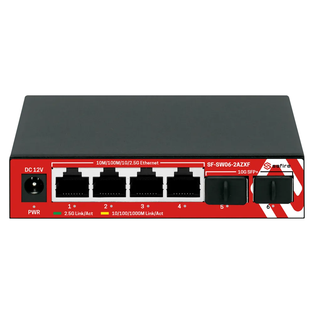 Switch Gigabit 4 Puertos Safire SF-SW06-2AZXF Sin PoE SFP