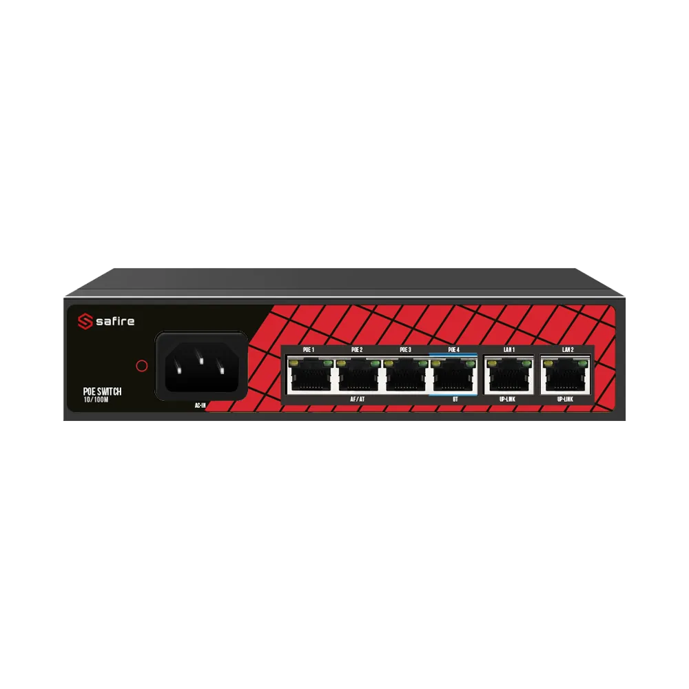 Switch PoE Safire SF-SW0604HIPOE-60 6 Puertos Fast Ethernet