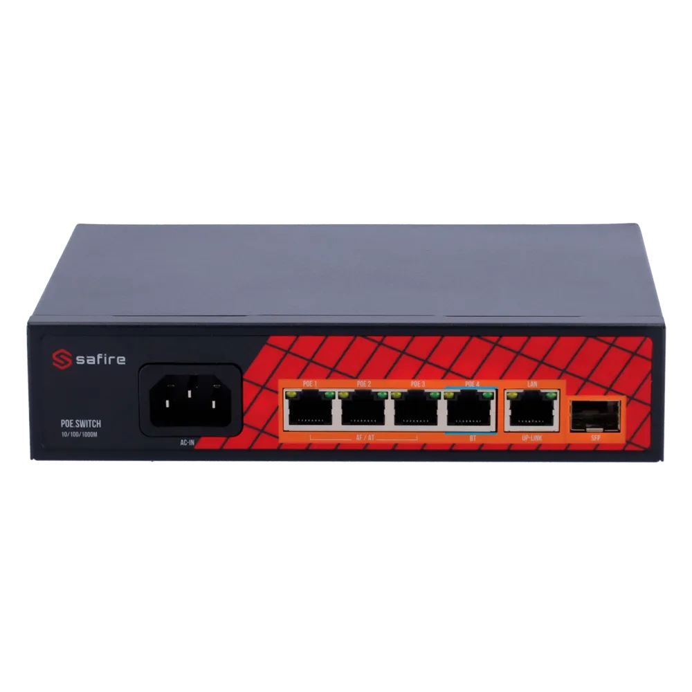 Switch PoE Gigabit SF-SW0604HIPOE-GF-65 4 Puertos Safire