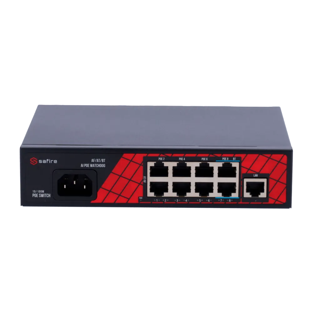 Switch PoE Safire SF-SW0908HIPOE-120 9 Puertos 120W Hi-PoE