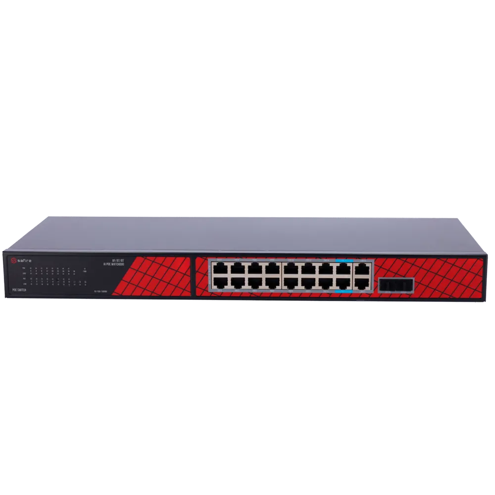 Switch PoE 14 Puertos Gigabit Safire SF-SW2016HIPOE-GF-240