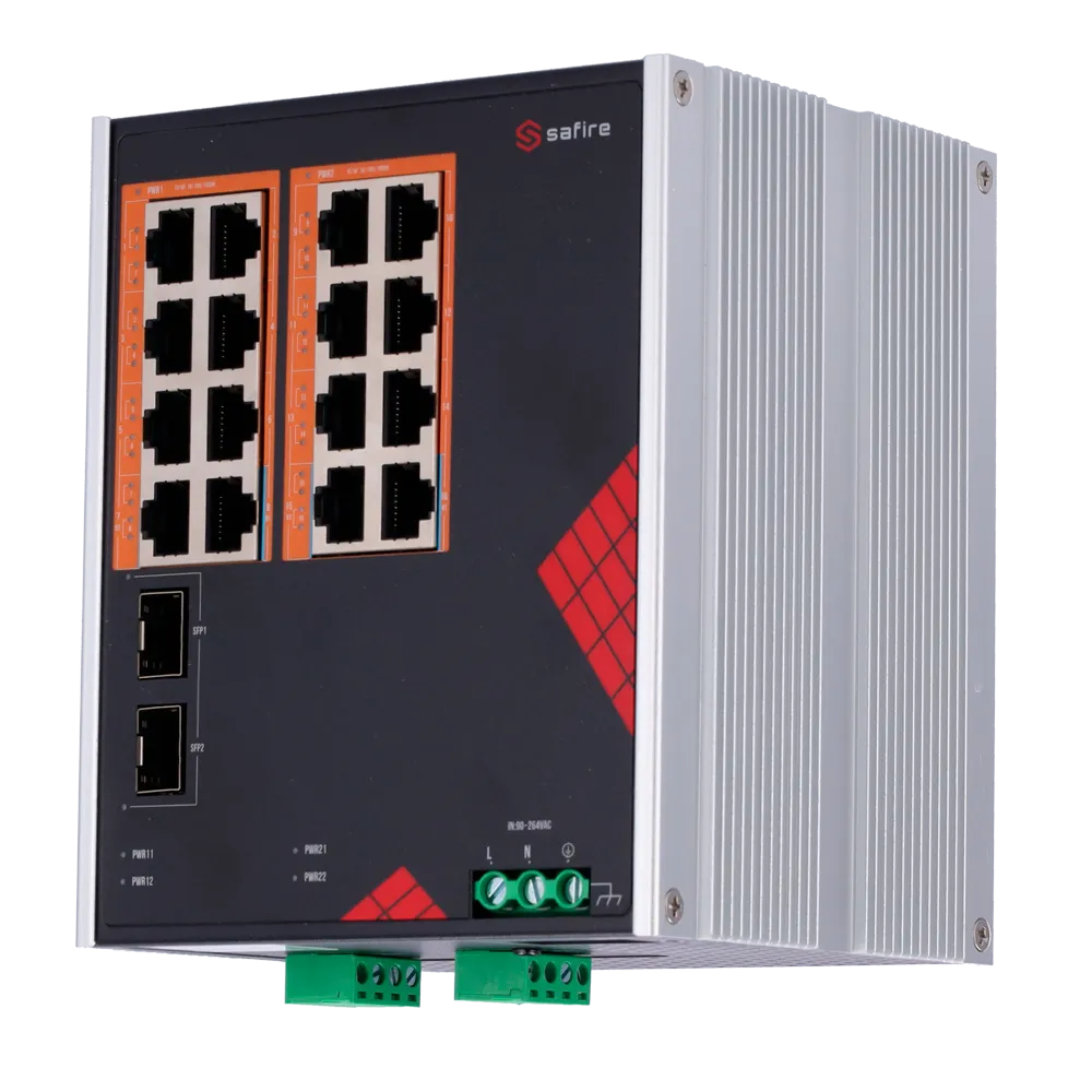 Switch 16P Gigabit PoE SF-SWI1816HIPOE-GF-AC-260-DIN Safire