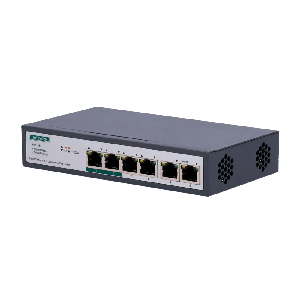 Switch PoE 4 Puertos Gigabit No Gestionable SW0604POE-800M-60W