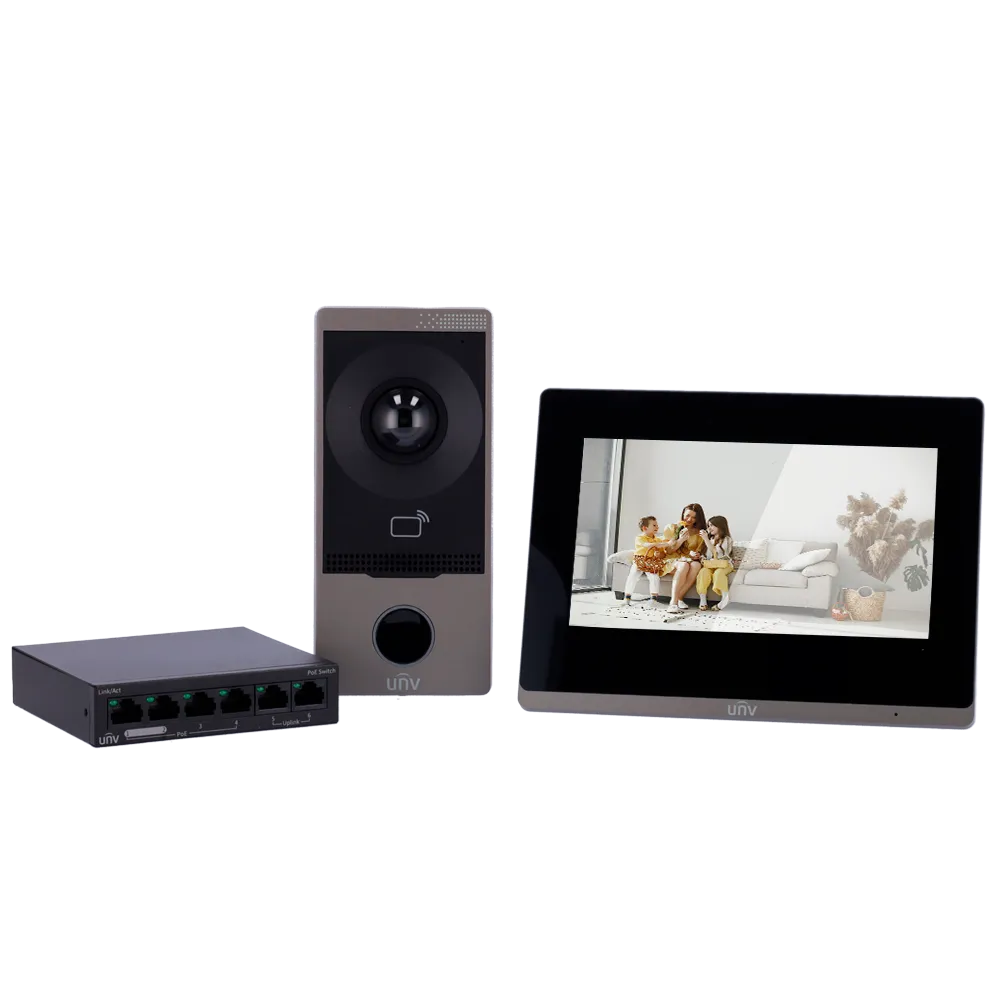 Kit Videoportero IP WiFi PoE Uniview UV-KIT/201S/372S/NSW2020
