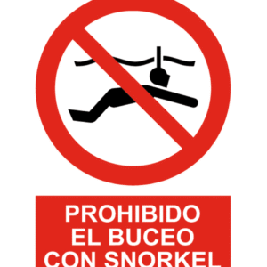 Señal / Cartel de Prohibido el buceo con snorkel