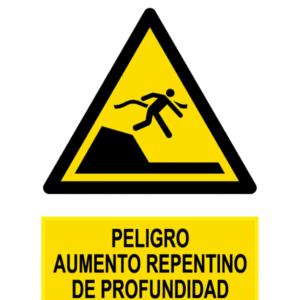 Señal / Cartel de Peligro aumento repentino profundidad