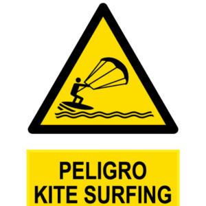 Señal / Cartel de Peligro kite surfing