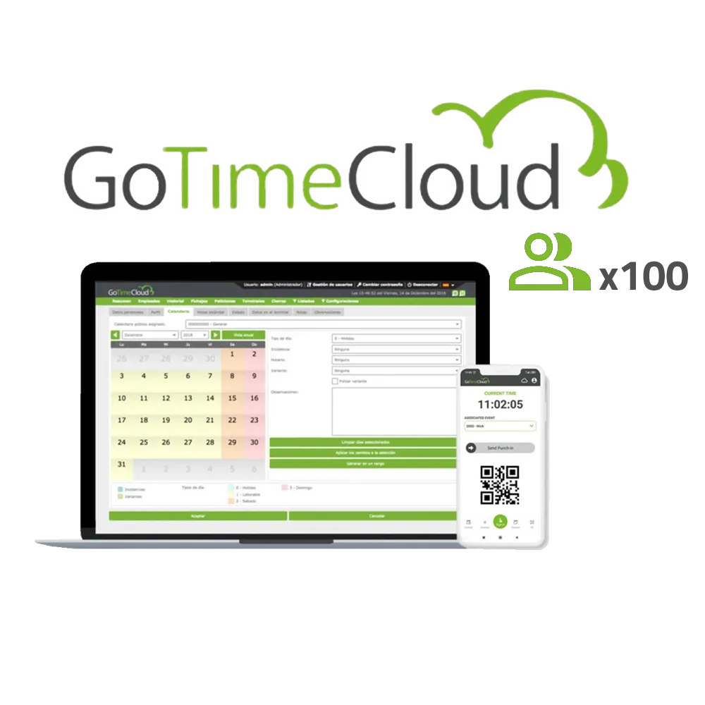 ZKTeco GoTime Cloud ZK-GOTIMECLOUD-100 Control Horario 100 Usuarios