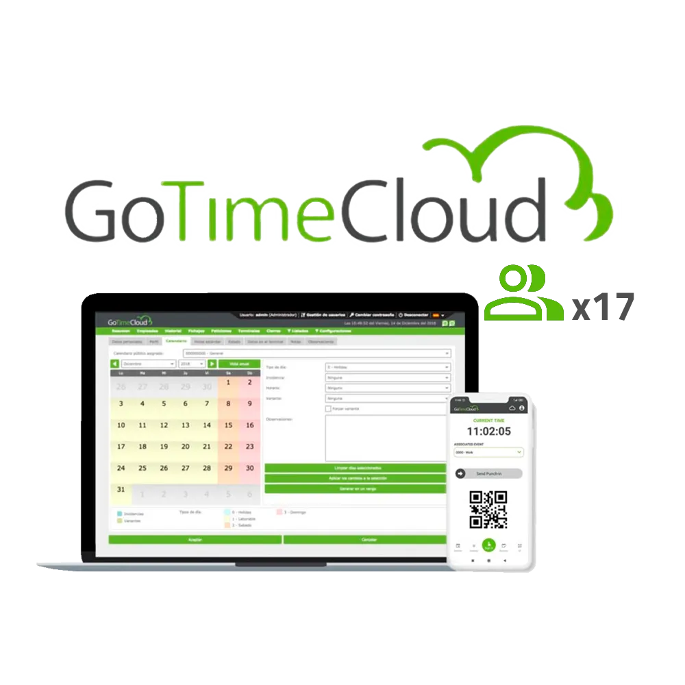 ZKTeco GoTime Cloud ZK-GOTIMECLOUD-17 - 17 Usuarios