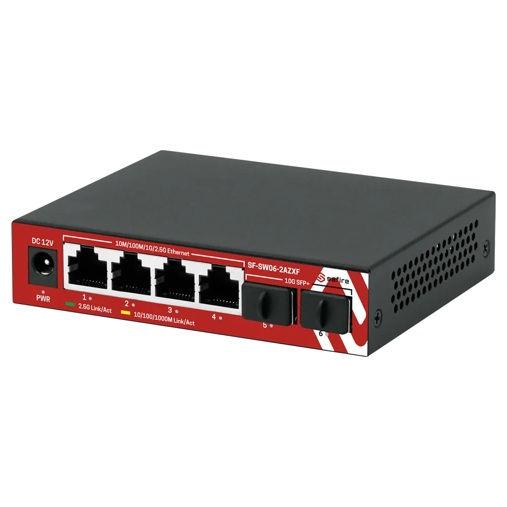 Switch Gigabit 4 Puertos Safire SF-SW06-2AZXF Sin PoE SFP