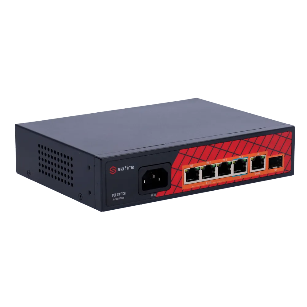Switch PoE Gigabit SF-SW0604HIPOE-GF-65 4 Puertos Safire