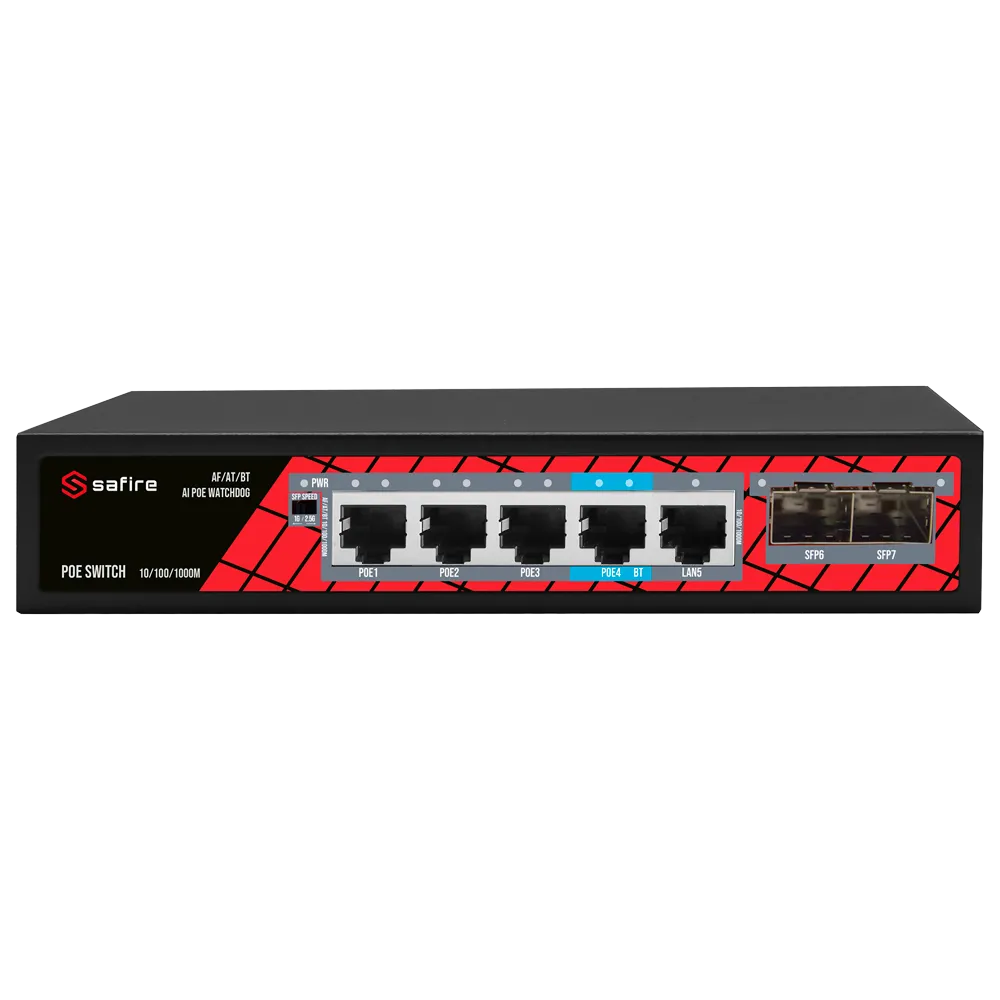 Switch PoE Gigabit SF-SW0704HIPOE-GMF-65 con SFP y Hi-PoE