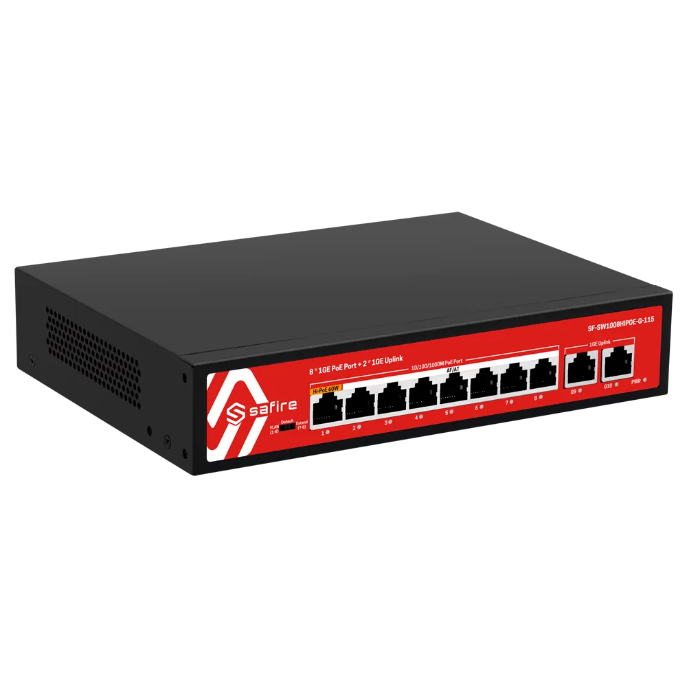 Switch 8P Gigabit PoE Safire SF-SW1008HIPOE-G-115 115W