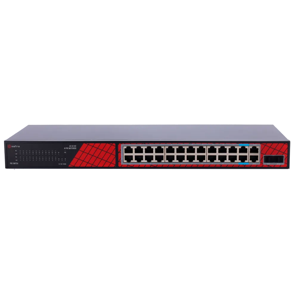 Switch PoE Gigabit 24 Puertos Safire SF-SW2824HIPOE-GF-300