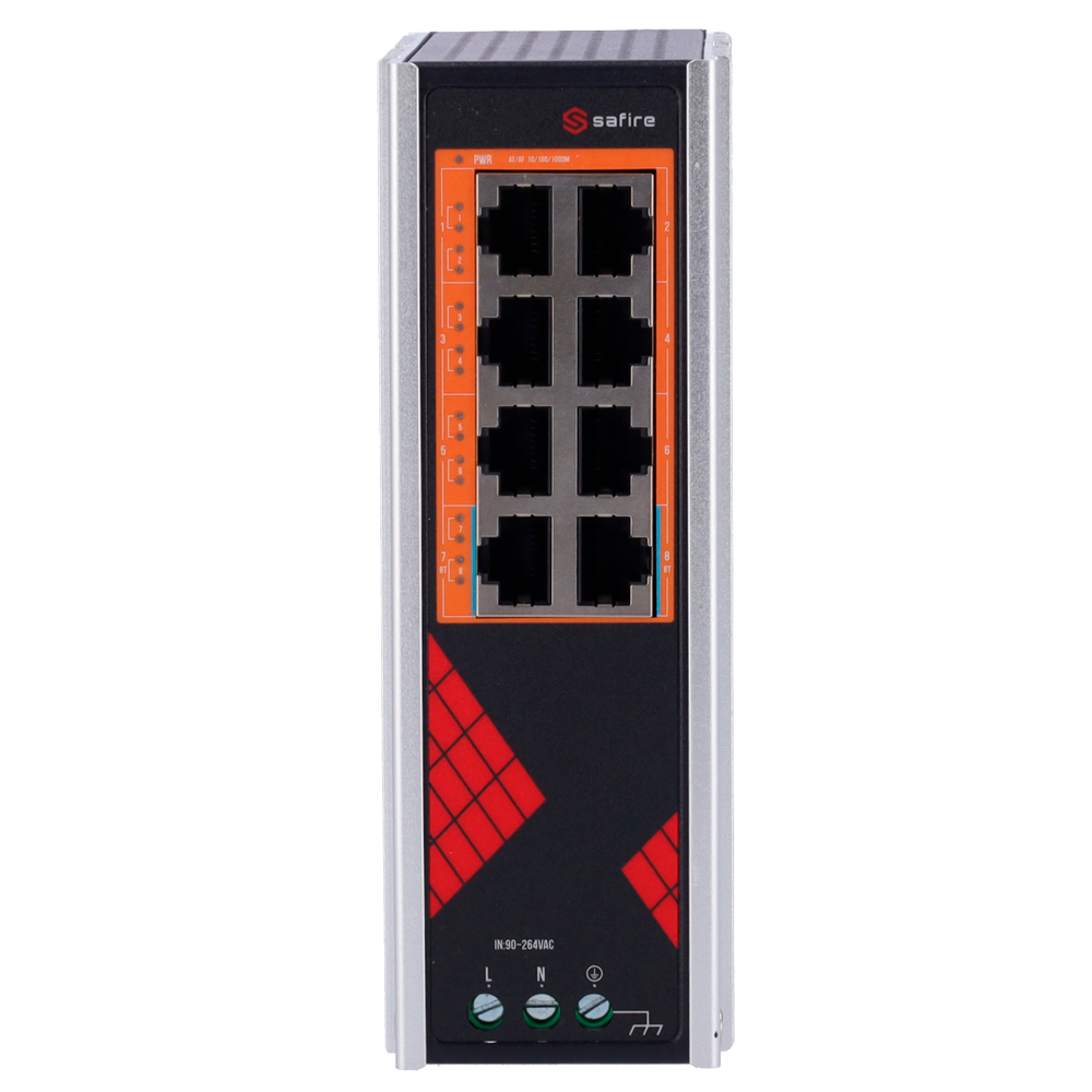 Safire Smart - SF-SWI08HIPOE-G-AC-130-DIN - Switch 8P Gigabit PoE No gestionable - Imagen 2