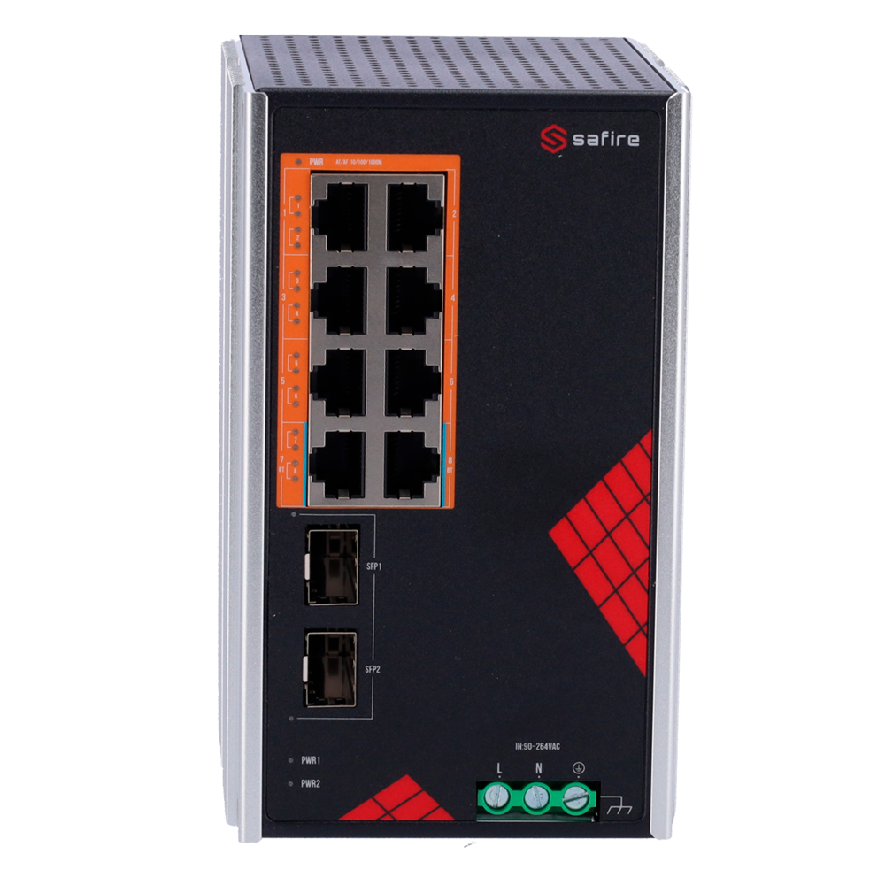 Safire Smart - SF-SWI1008HIPOE-GF-AC-130-DIN - Switch 8P Gigabit PoE No gestionable SFP - Imagen 2