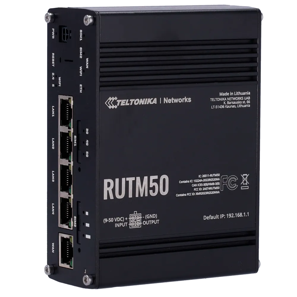 Router 5G Teltonika TK-RUTM50 con Wi-Fi para Redes Críticas