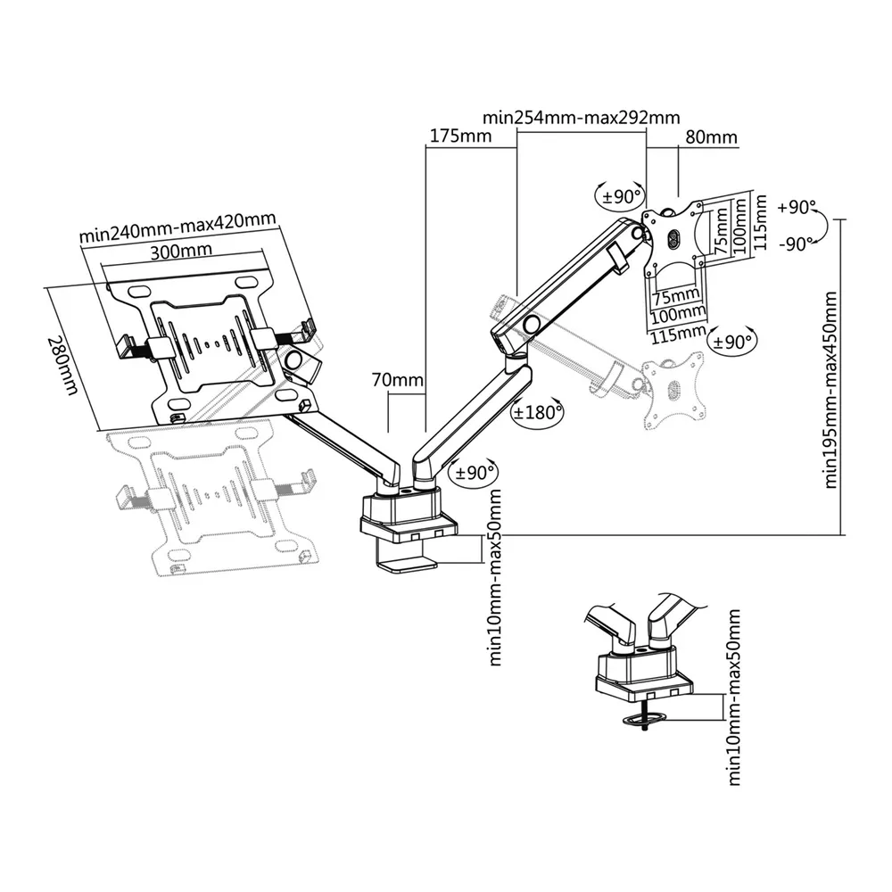 Soporte Doble Monitor Escritorio TVM-1732DESK-FLEX-PCDUAL