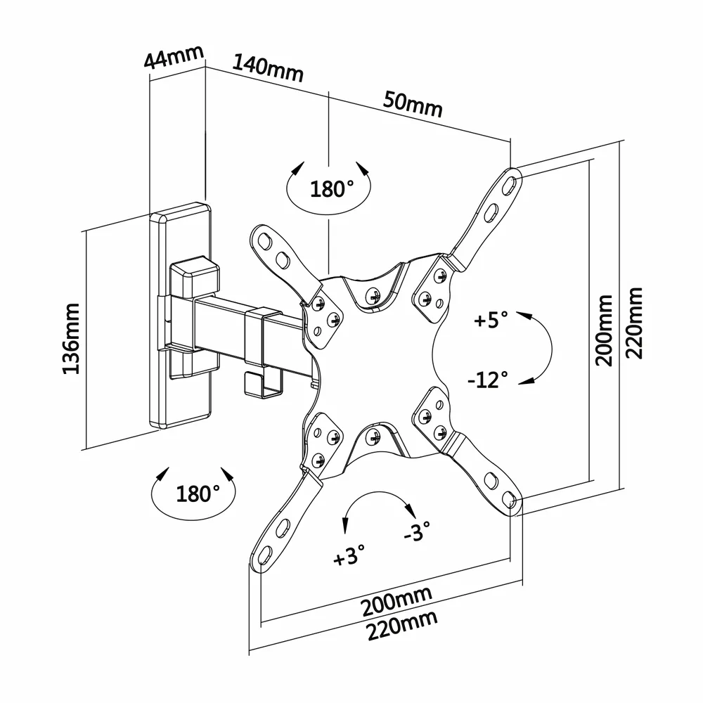 Soporte Pared Brazo Articulado TVM-2355PT-B 13-42 Pulgadas
