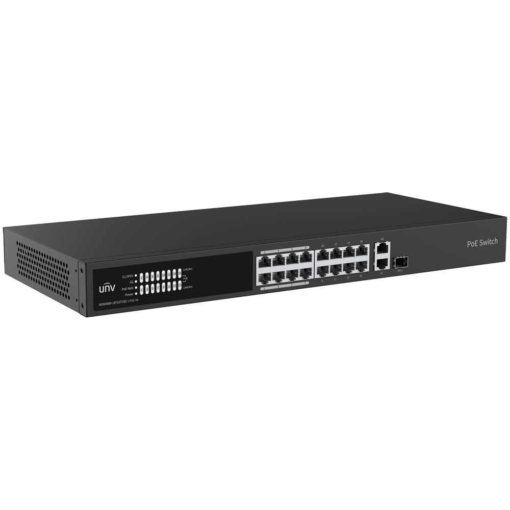 Uniview - UV-NSW3000-16T1GT1GC-LPOE-IN - Switch 16P Gigabit PoE Gestionable SFP - Imagen 2