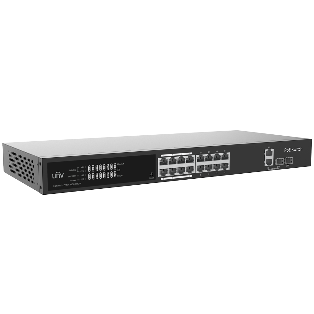 Uniview - UV-NSW3000-17GT1GP1GC-POE-IN - Switch 16P Gigabit PoE Gestionable SFP - Imagen 2