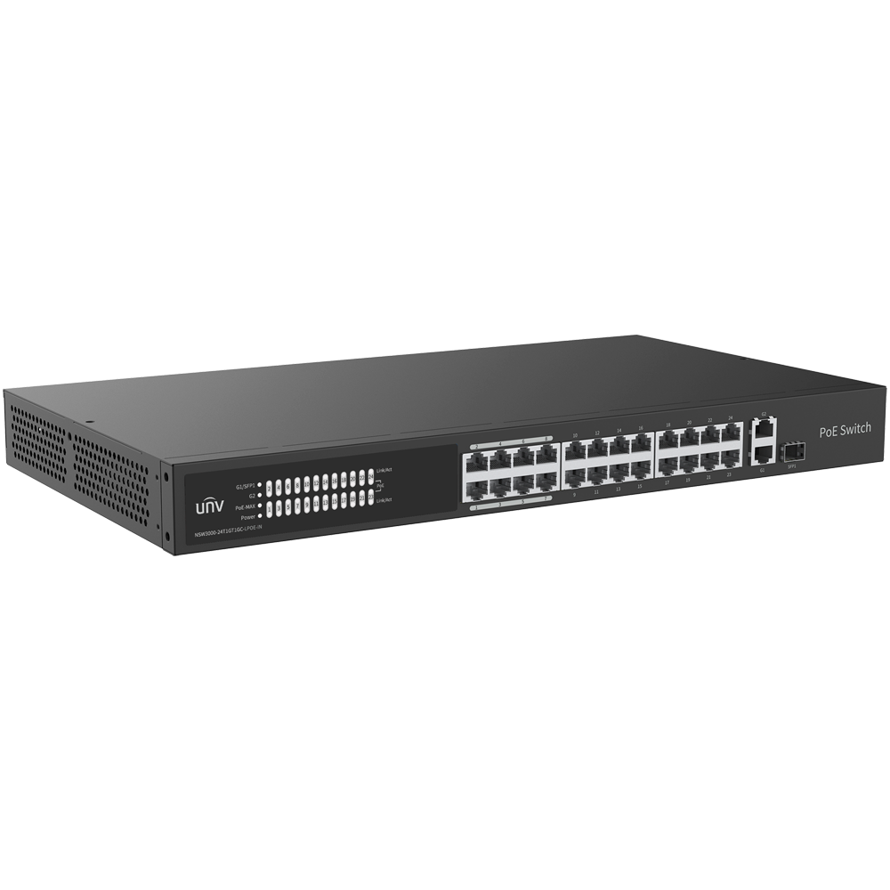 Uniview - UV-NSW3000-24T1GT1GC-LPOE-IN - Switch 24P Gigabit PoE Gestionable SFP - Imagen 2