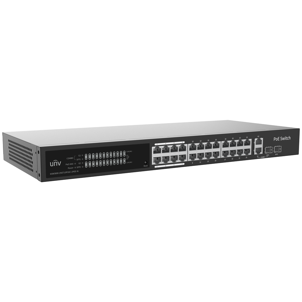 Uniview - UV-NSW3000-25GT1GP1GC-LPOE-IN - Switch 24P Gigabit PoE Gestionable SFP - Imagen 2