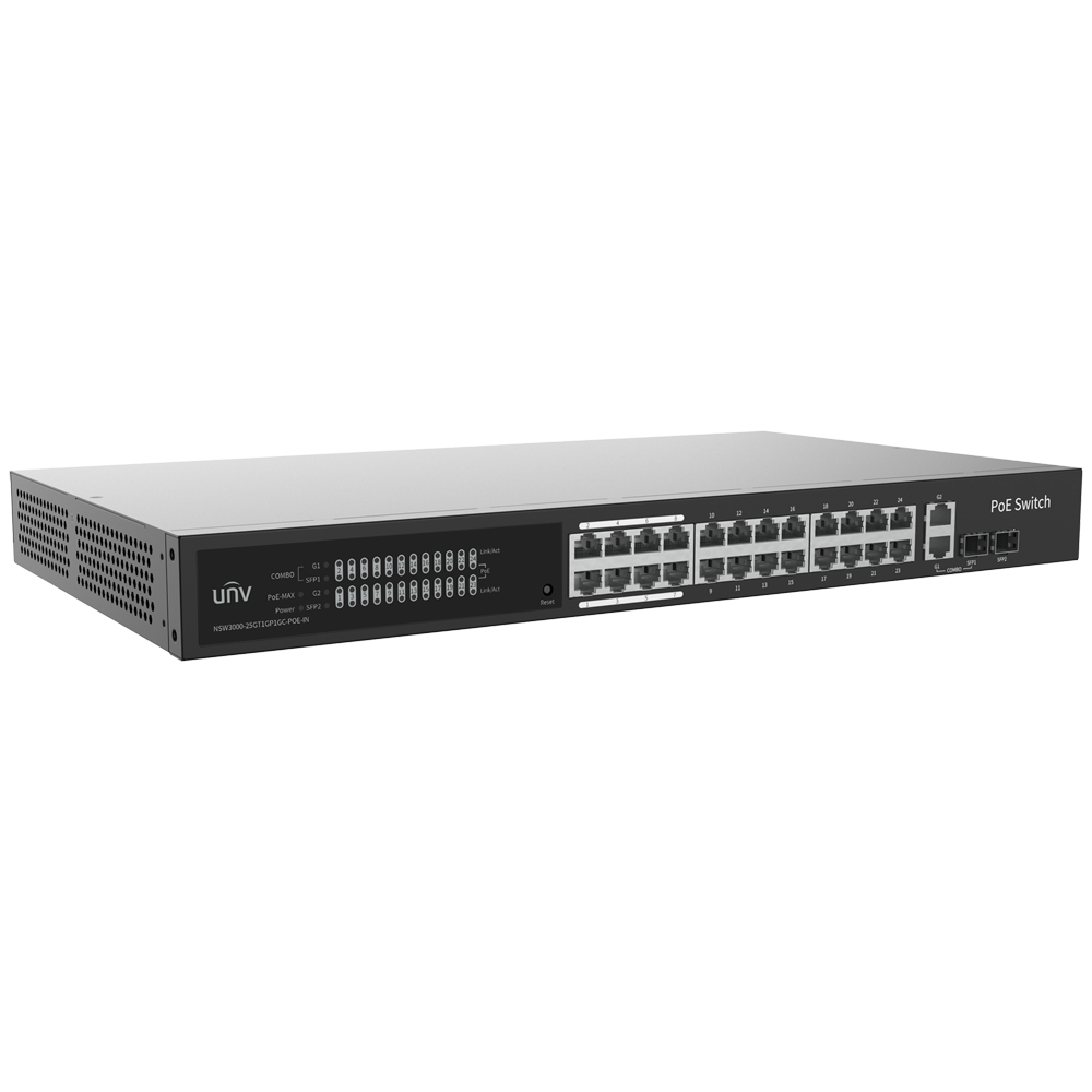 Uniview - UV-NSW3000-25GT1GP1GC-POE-IN - Switch 24P Gigabit PoE Gestionable SFP - Imagen 2