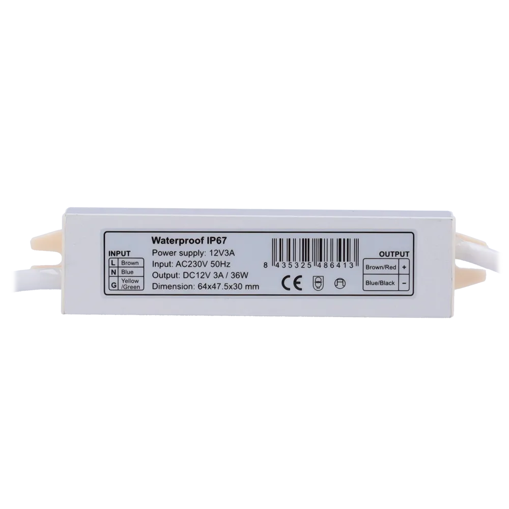 DC12V3A-IP67 Fuente Alimentación 12V 36W Estanca IP67