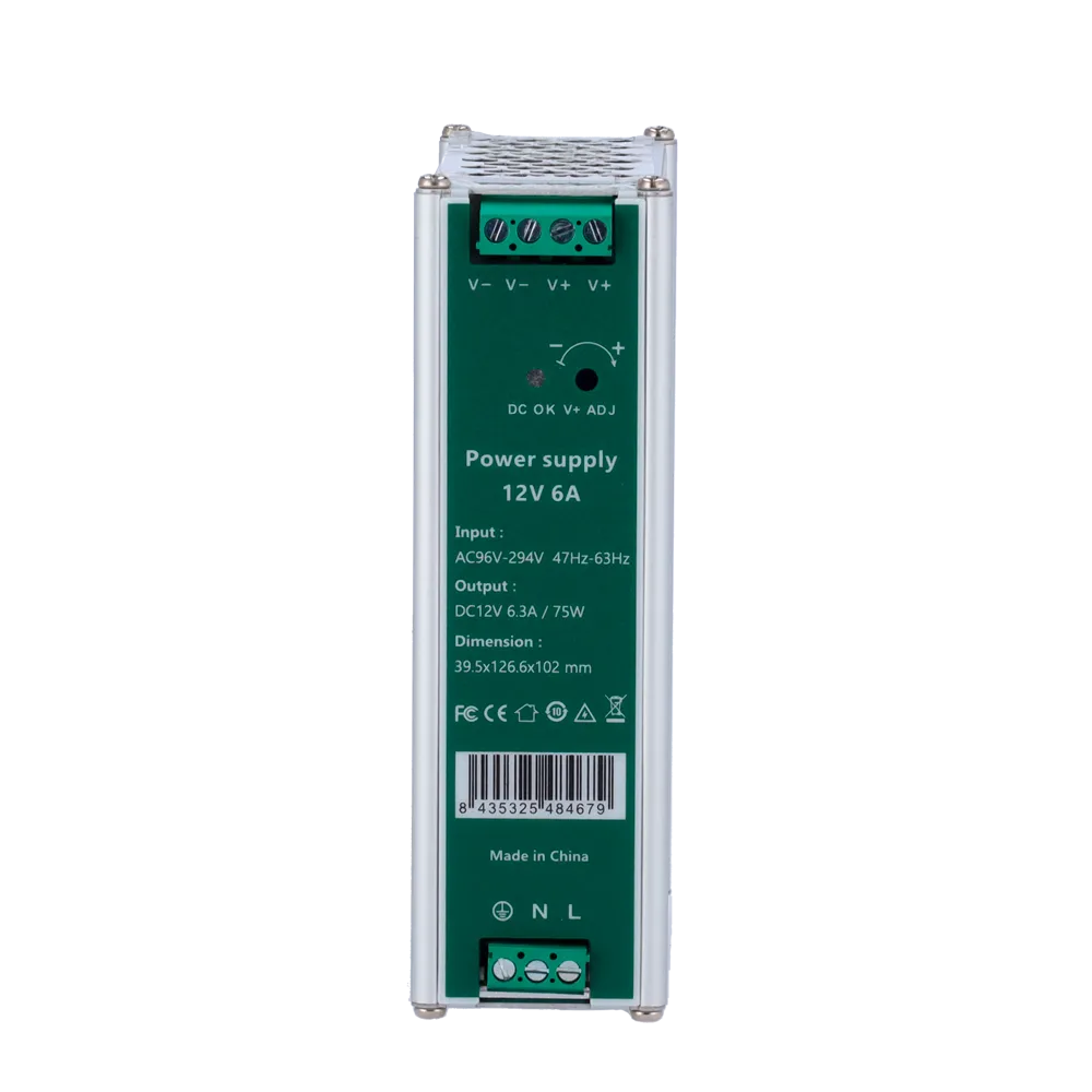 DC12V6A-DIN Fuente Conmutada 12V 75W Carril DIN