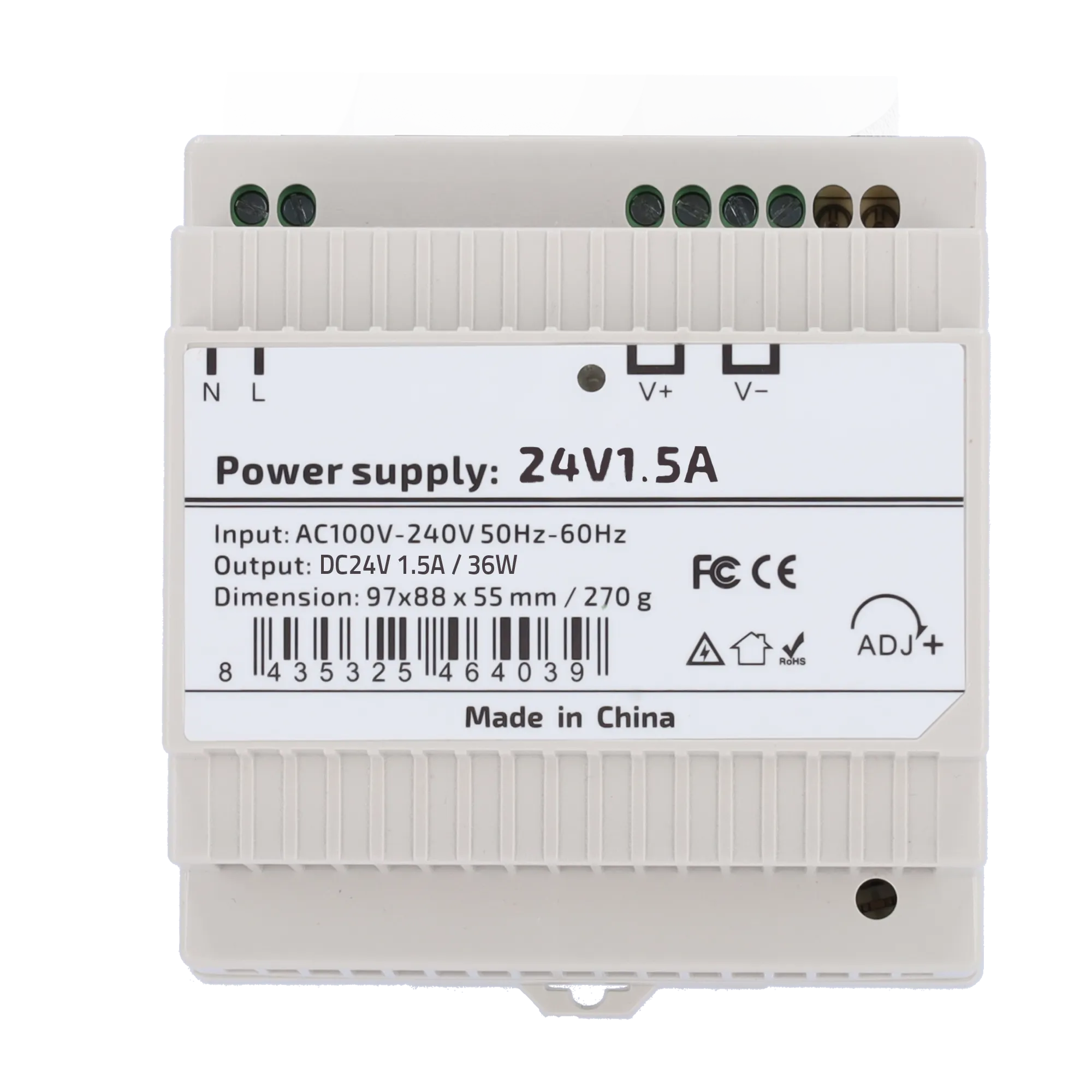 DC24V1A5-DIN-P Fuente Alimentación 24V 36W Montaje Carril DIN