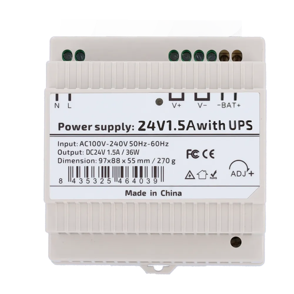 DC24V1A5-DIN-UPS-P Fuente 24V 36W con UPS Carril DIN