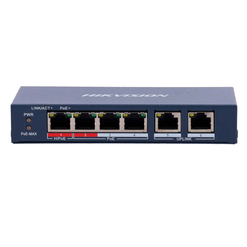 Switch PoE Gigabit 4 Puertos HIKVISION DS-3E0106HP-E