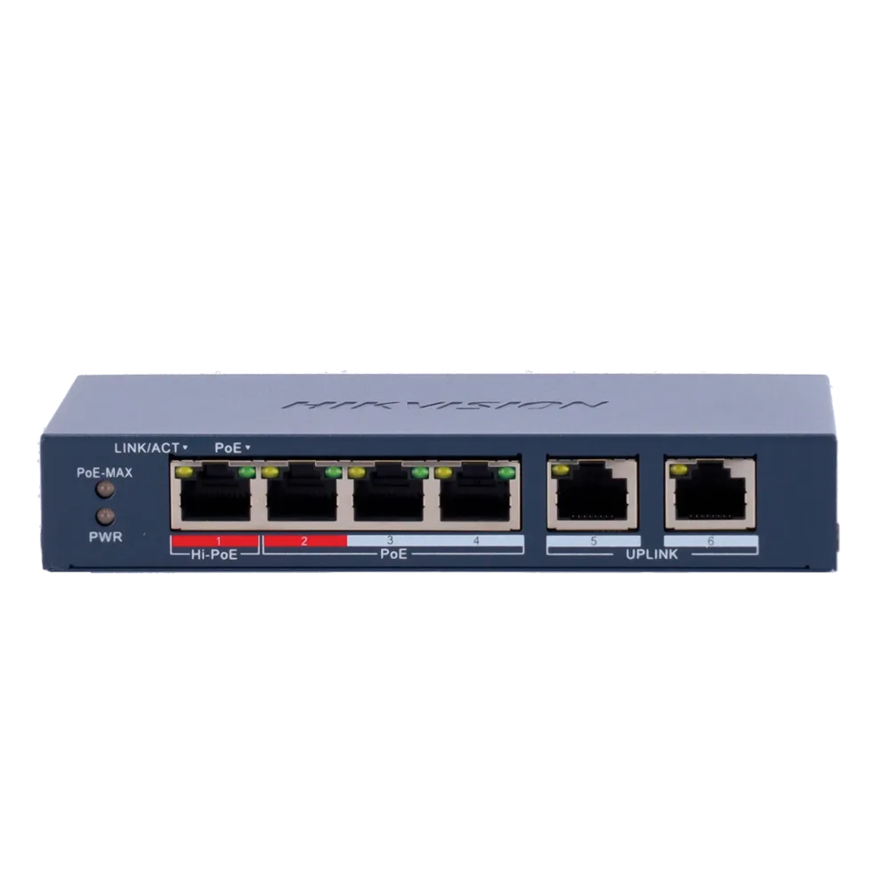 Switch PoE Gestionable HIKVISION DS-3E1106HP-EI 4 Puertos