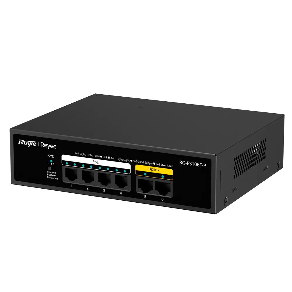 Switch PoE 6 Puertos Reyee RG-ES106F-P Fast Ethernet