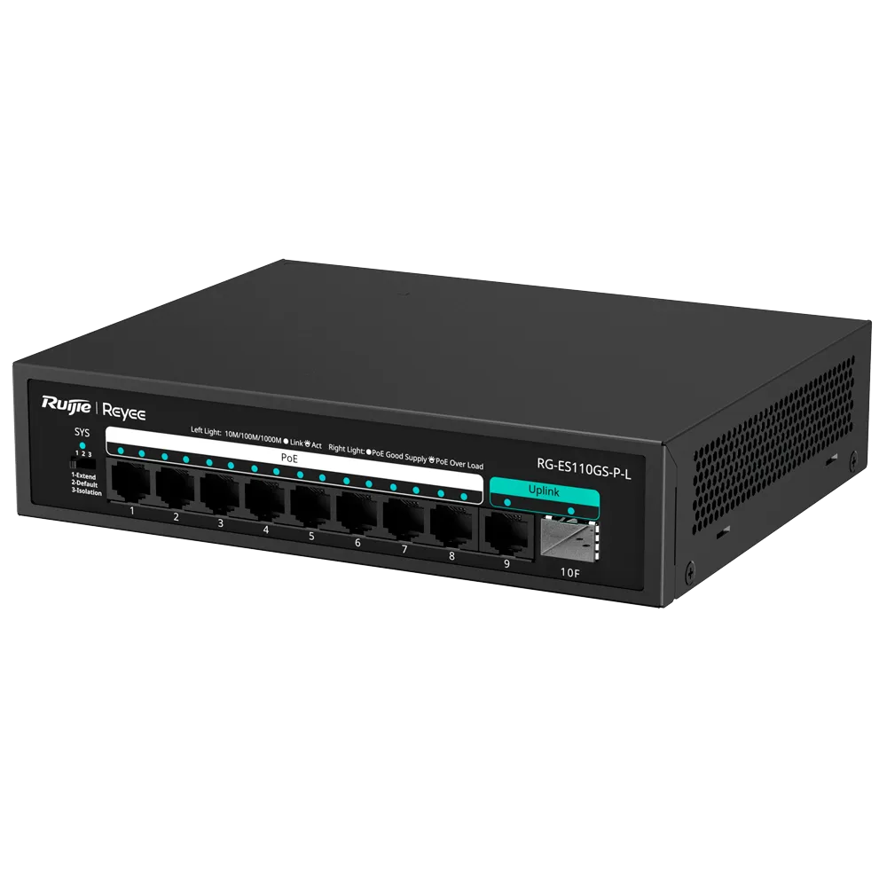 Switch PoE Gigabit RG-ES110GS-P-L 8 Puertos + SFP Reyee