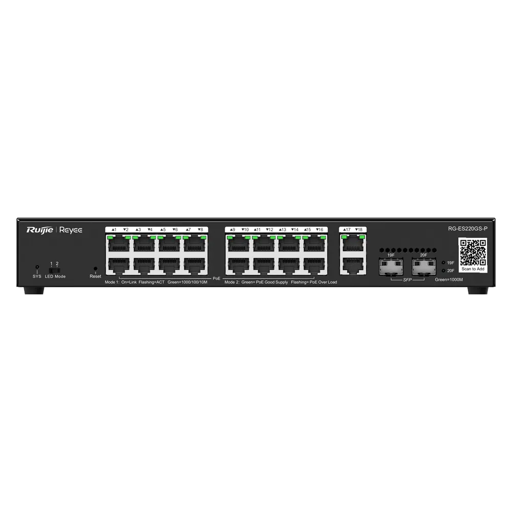 Switch Gigabit PoE Gestionable Reyee RG-ES220GS-P 20 Puertos