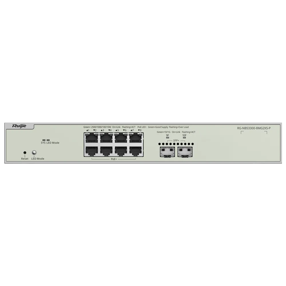 RG-NBS3300-8MG2XS-P Switch Gestionado Multigig 8 Puertos PoE+