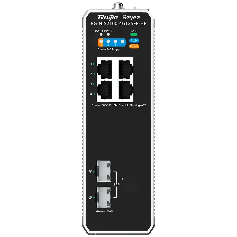 Switch Industrial PoE Gestionable RG-NIS2100-4GT2SFP-HP
