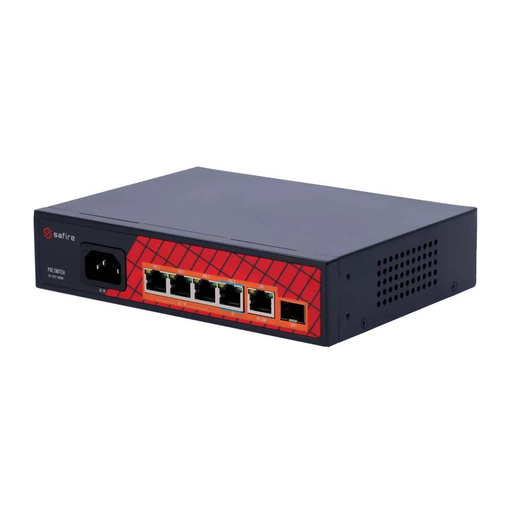 Switch PoE Gigabit SF-SW0604HIPOE-GF-65 4 Puertos Safire