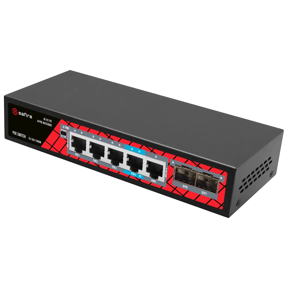 Switch PoE Gigabit SF-SW0704HIPOE-GMF-65 con SFP y Hi-PoE