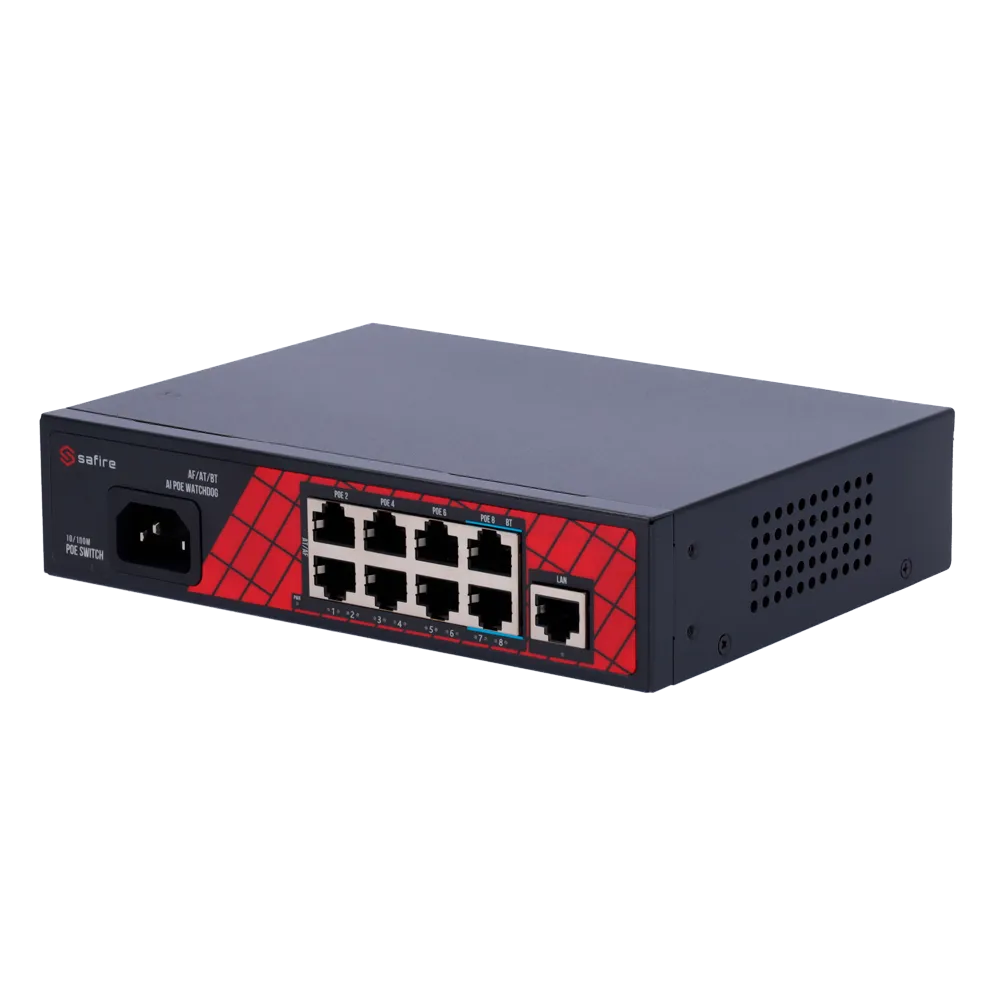 Switch PoE Safire SF-SW0908HIPOE-120 9 Puertos 120W Hi-PoE