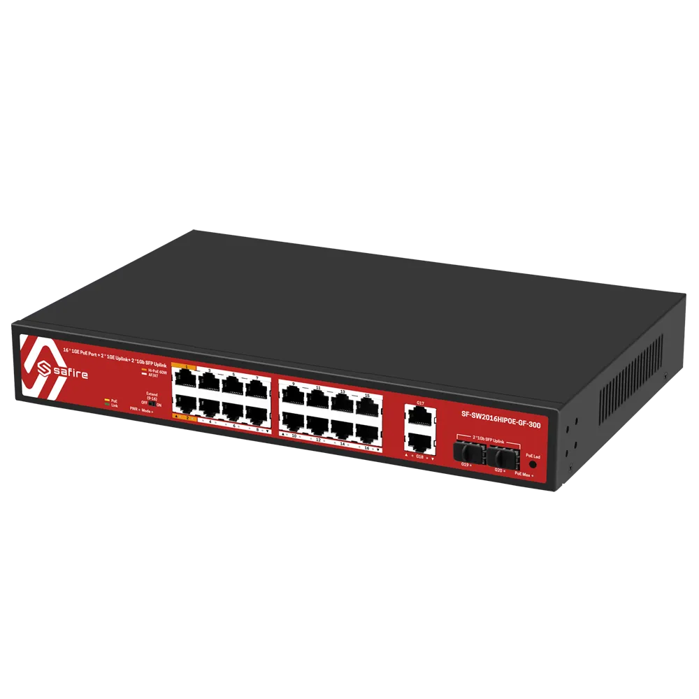 Switch PoE Safire SF-SW2016HIPOE-GF-300 16 Puertos Gigabit