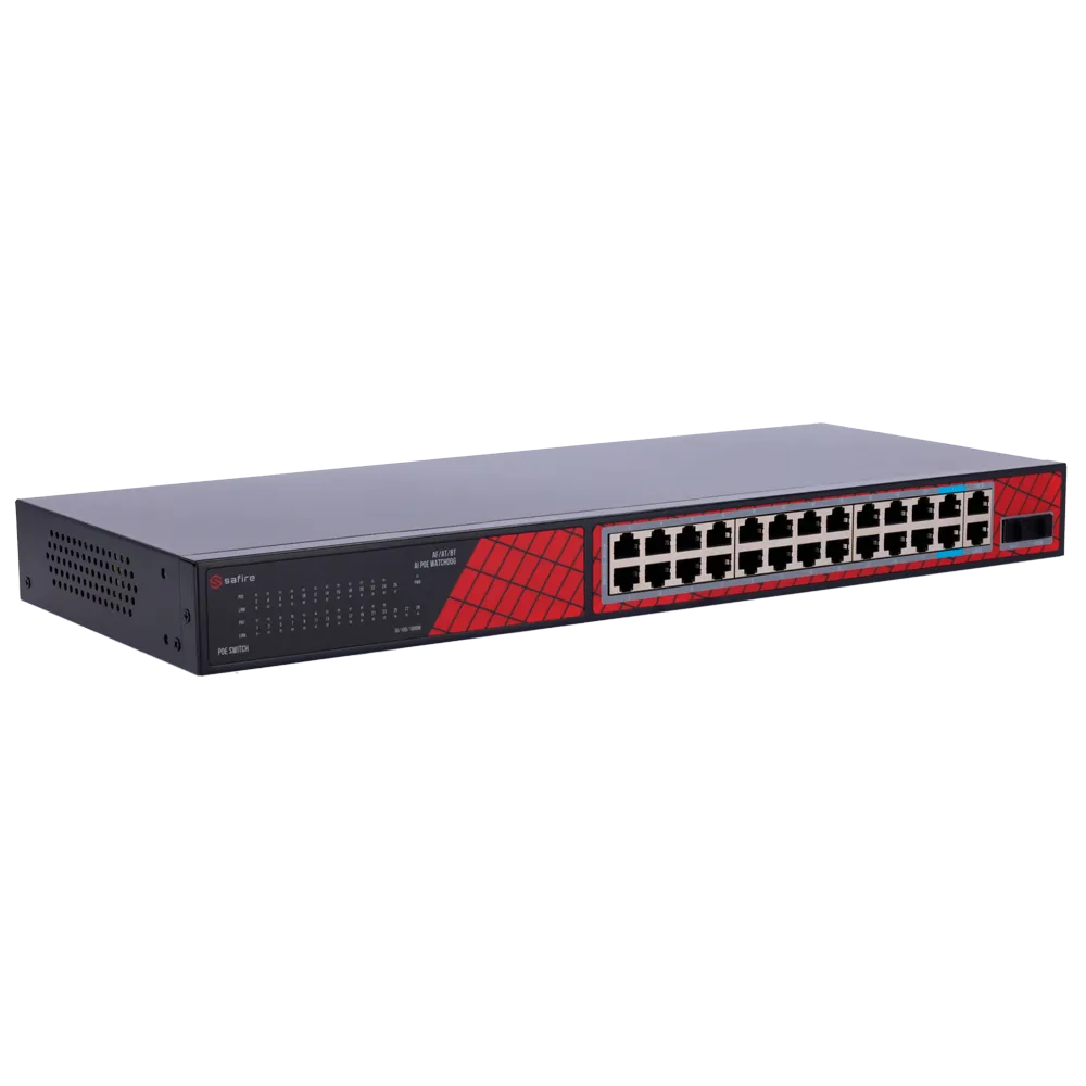 Switch PoE Gigabit 24 Puertos Safire SF-SW2824HIPOE-GF-300
